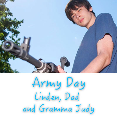 Army Day with Linden, Dad and Grandma Judy